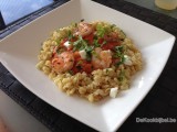 Ebly, scampi en een romig tomaat-feta sausje