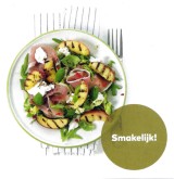 Salade van gegrilde perzik, Serranoham en mozzarella