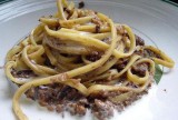 Spaghettini met roomsaus en eekhoorntjesbrood