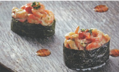 Sushi tomaat-garnaal