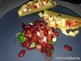 Taco’s met kip en tomatensalsa en een bonenslaatje