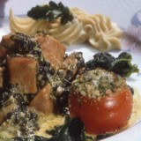 Spinazie met varkensragout en witbier