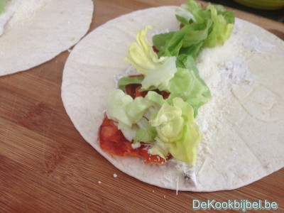 Wrap met chorizo en kruidenkaas
