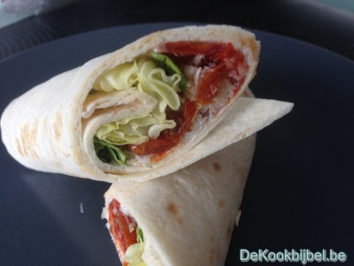 Wrap met chorizo en kruidenkaas