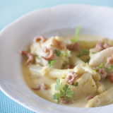 Waterzooi van Noordzee vis met asperges