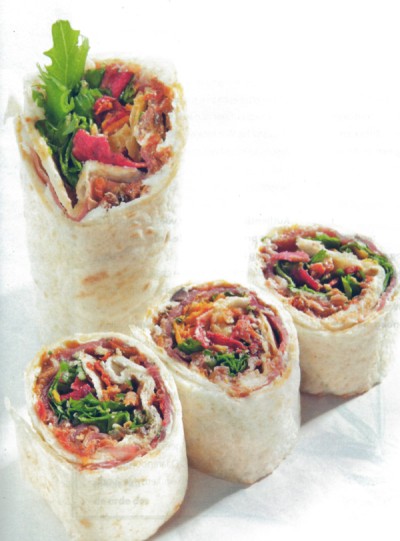 Wrap van Ganda ham en Le Larry geitenkaas Wrap van Ganda ham en Le Larry geitenkaas