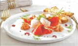 Wildzalmmousse met sint-jakobsvruchten