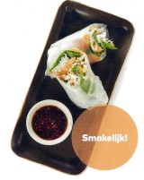 Springrolls met zalm, spinazie en een pittig gembersausje