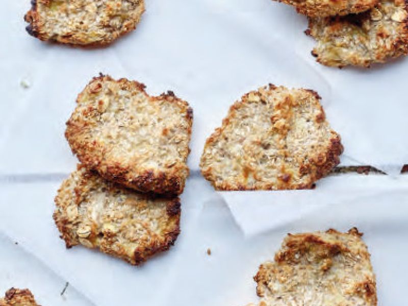 Koekjes met havermout, banaan en kokos