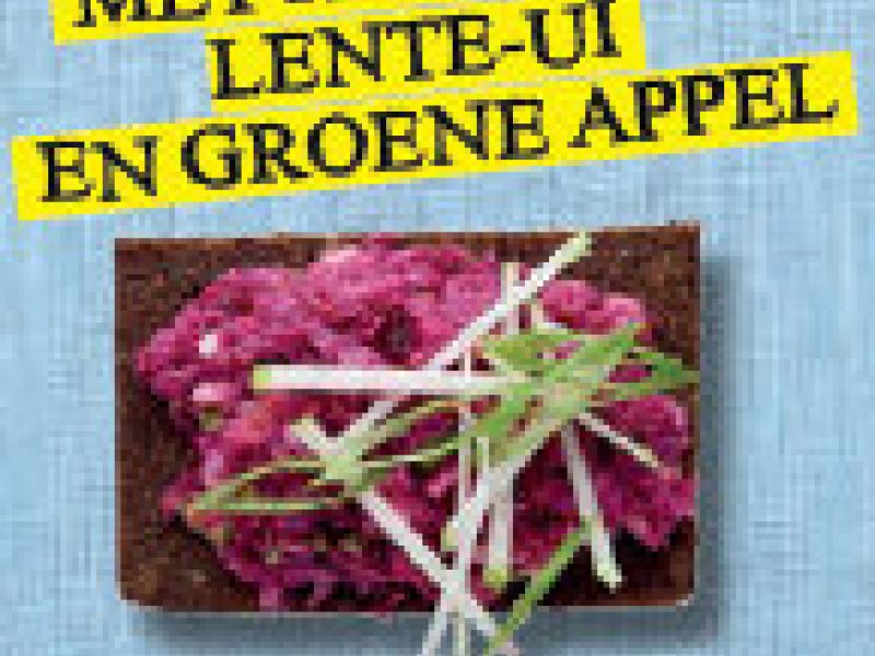 Rillettes van gerookte forel, rode biet, lente-ui en appel