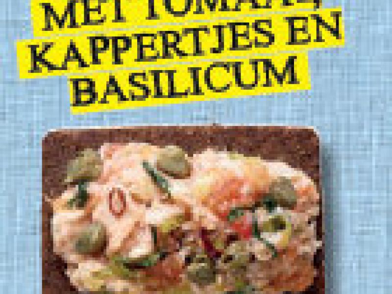 Rillettes van gerookte forel, tomaat, basilicum