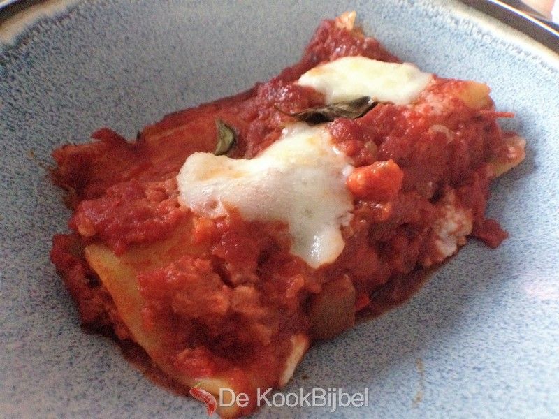 Cannelloni gevuld met kaas en mortadella