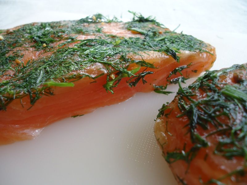 Gemarineerde zalm -Graved Lax- met yoghurt dressing