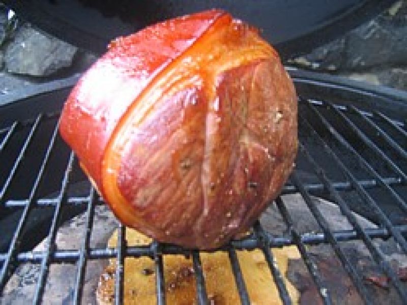Whole ham on the BBQ