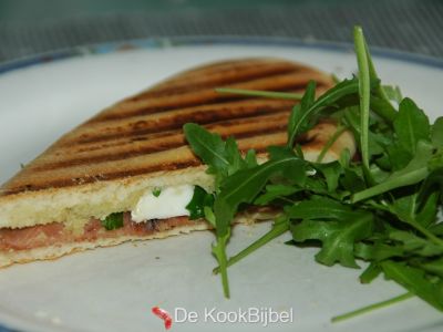 Panini, Serrano ham, geitenkaas, vijgenjam en rucola