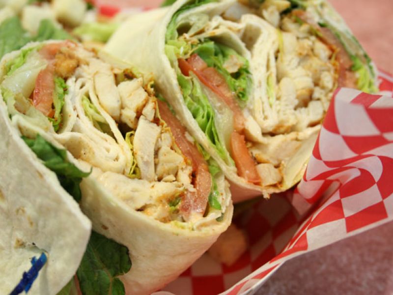 Tortilla wrap with chicken salad